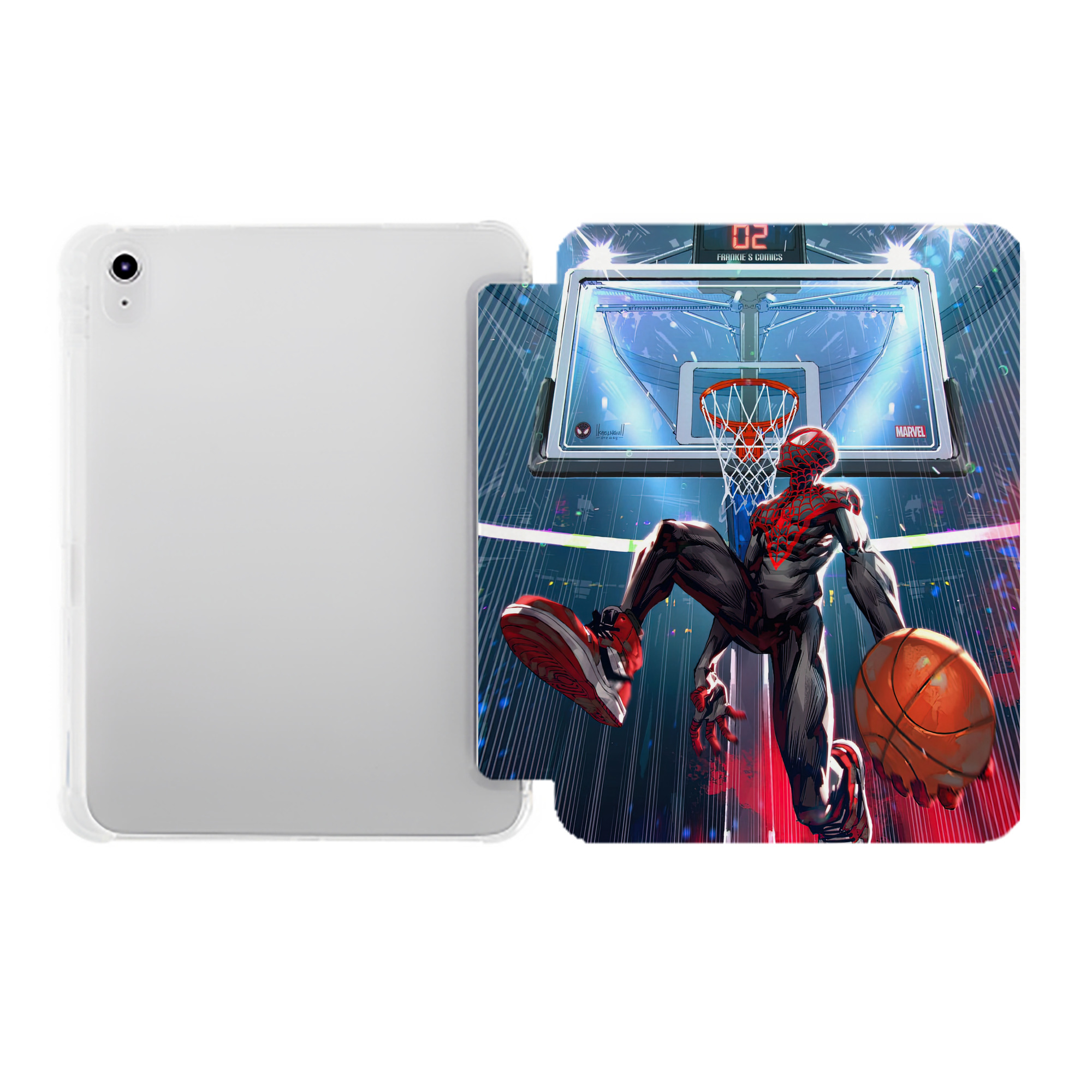 （画像用） Spider Man スパイダーマン IPad ケース ペン収納付き 三つ折りスタンド PUレザー×シリコン 対応機種9.5/10.5/10.9インチ